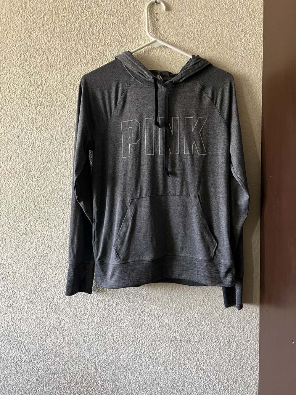 Pink Active by Victoria's Secret Gray Pullover Hoodie with Thumbholes